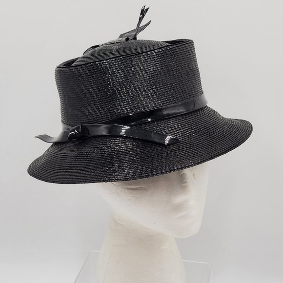 Mr. John Classic Black Hat with Patent Butterfly main image 9